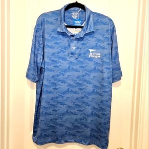 NWT Garb Inc PGA Jr League Blue Camo Short Sleeve Polo men's L